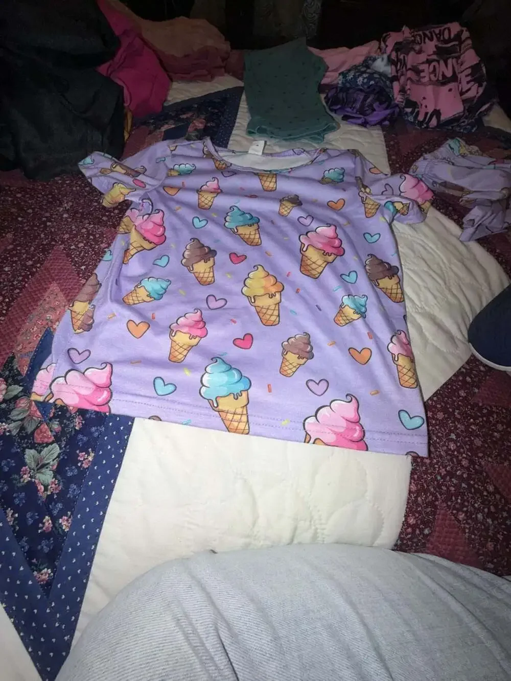 SHEIN Girls Ice Cream Print Tee & Shorts Loungewear Set size 7